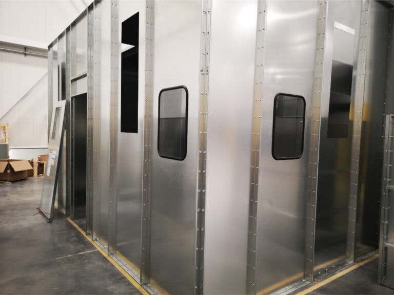 System construction — booth wall panels with windows
