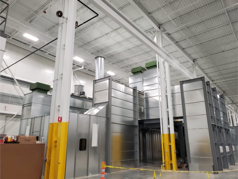 System construction — spray booth exterior in facility