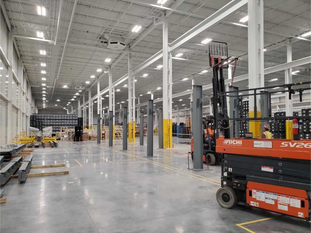 System construction — forklift on site