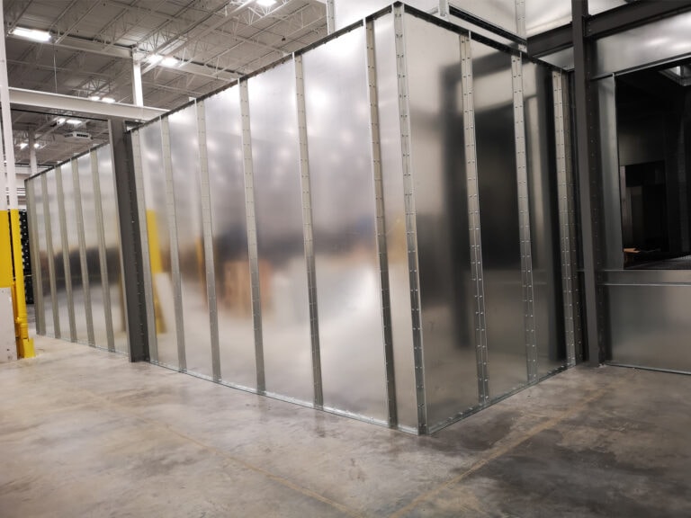 System construction — completed booth exterior wall panels