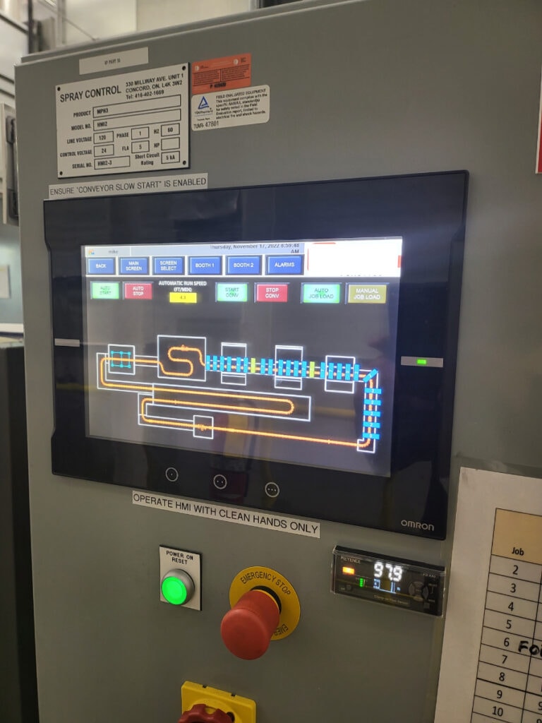 Robotic finishing cell — Spray Control panel enclosure with HMI